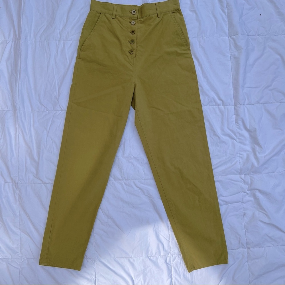 COS | Green High-Waisted Pants Size 2